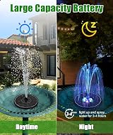 SZMP Solar Water Fountain Glass Panel 3.5W 7 Nozzles 2000mAh Battery Colorful view 4