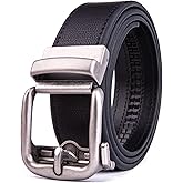 Fabio Valenti Men's Genuine Leather Ratchet Dress Belt with Automatic Buckle, Adjustiable Sizes, Handmade, All leather Strap