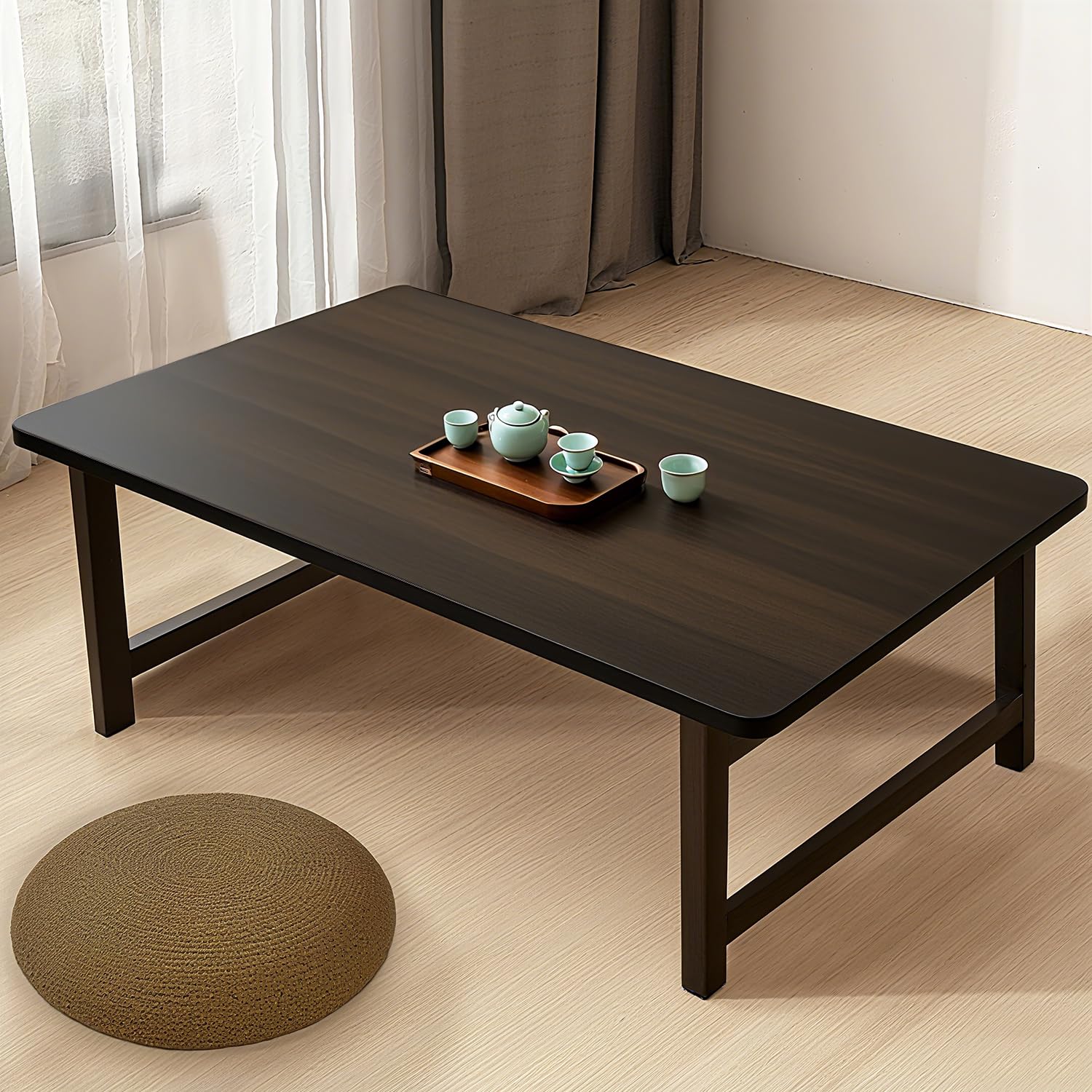 Photo 1 of FATOLRD Japanese Folding Floor Table Foldable Coffee Tables Wood Low Tables Versatile for Sitting Dining Table Tea Tatami Desk No Assembly Unique (31.5 * 19.7 * 11.8 inch)
