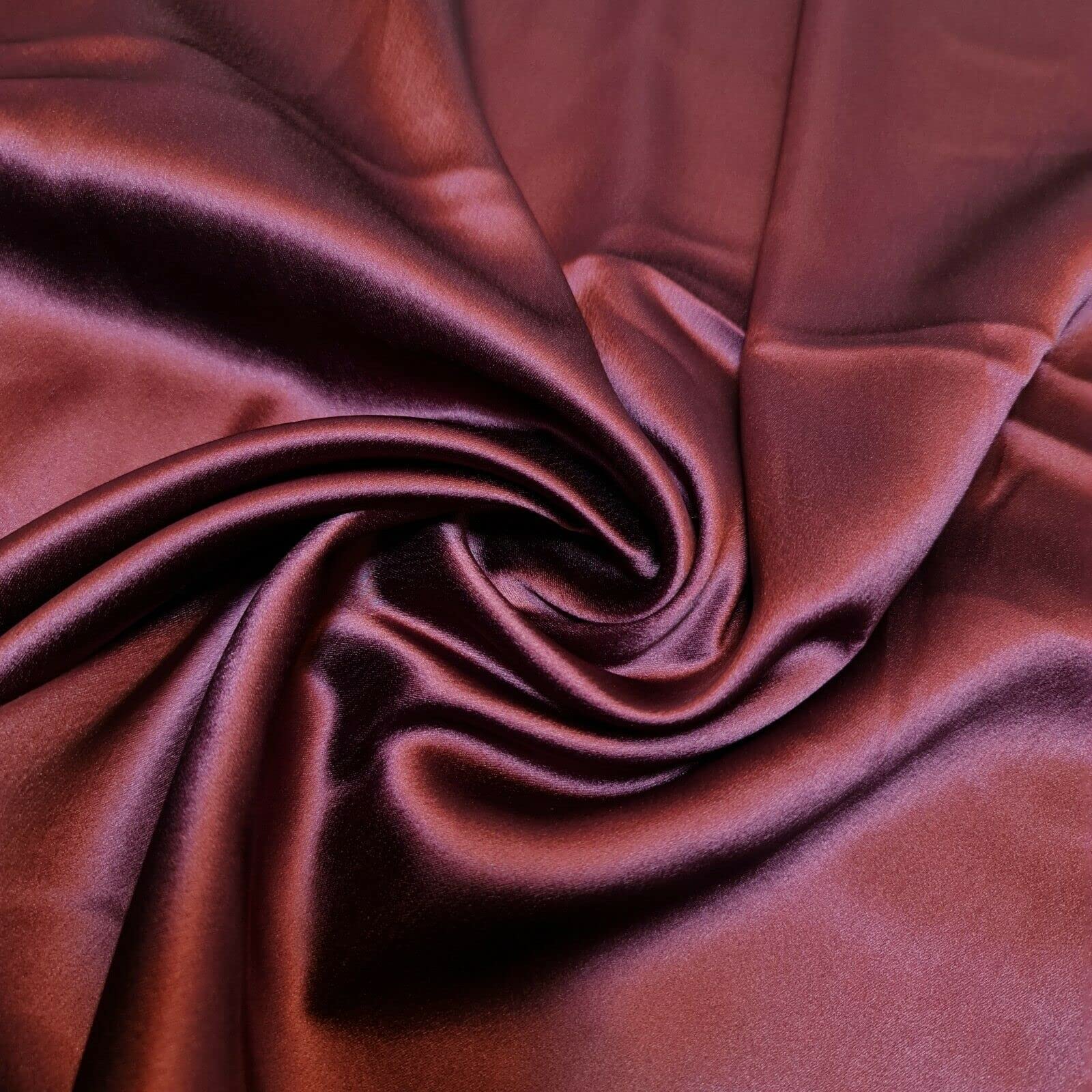 Glossy Charmeuse Silk Satin Bridal Dress Polyester Lining Craft Fabric 44" Meter (5 Meter, Deep Plum)