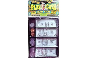 JA-RU Jaru #3128 Play Money Cash Tray 20 Coins and 20 Bills Kids Pretend Toy