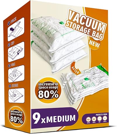 Storage Master Space Saver Bags for Travel Reusable Vacuum 9 Medium