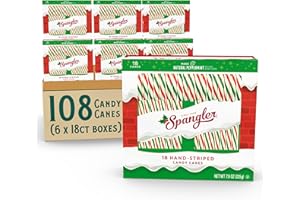 Spangler Classic Red, Green, and White Peppermint Candy Canes - Natural Peppermint Flavor, Gluten Free, OU Kosher - 108 Individually Wrapped Candy Canes (6-18 Count Boxes)