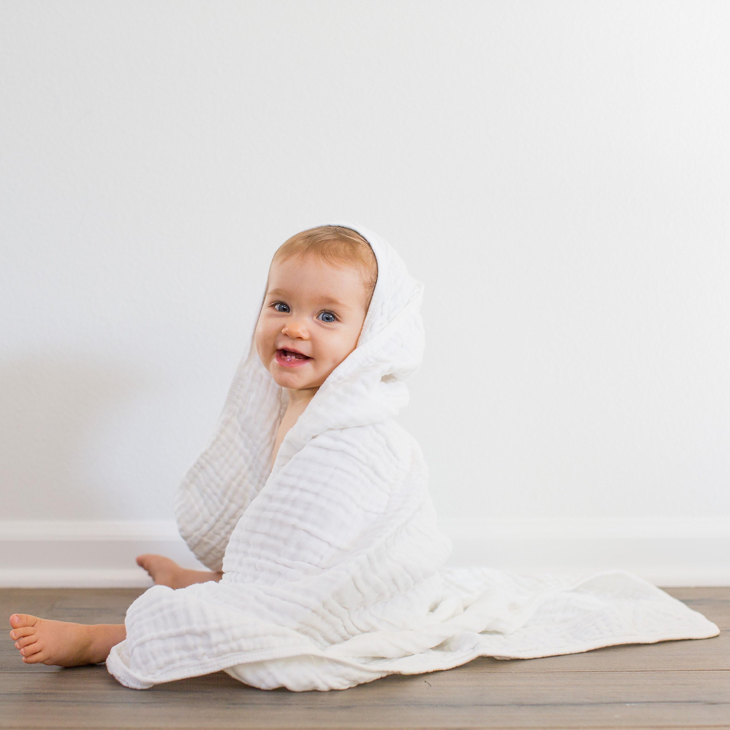 Mama Knows Best Hooded Baby Towels | For Girls & Boys | Premium Baby Shower Gift | Organic 100% Cotton Muslin | Ultra Soft 35 x 35 inches | 2 Pack