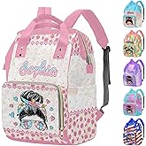 M YESCUSTOM Custom Cute Diaper Bag Backpack for Girls Boys Large Capacity with Pockets Personalized Baby Diaper Bags for Mom Waterproof Nappy Baby Bag with Name Mothers Day Gift