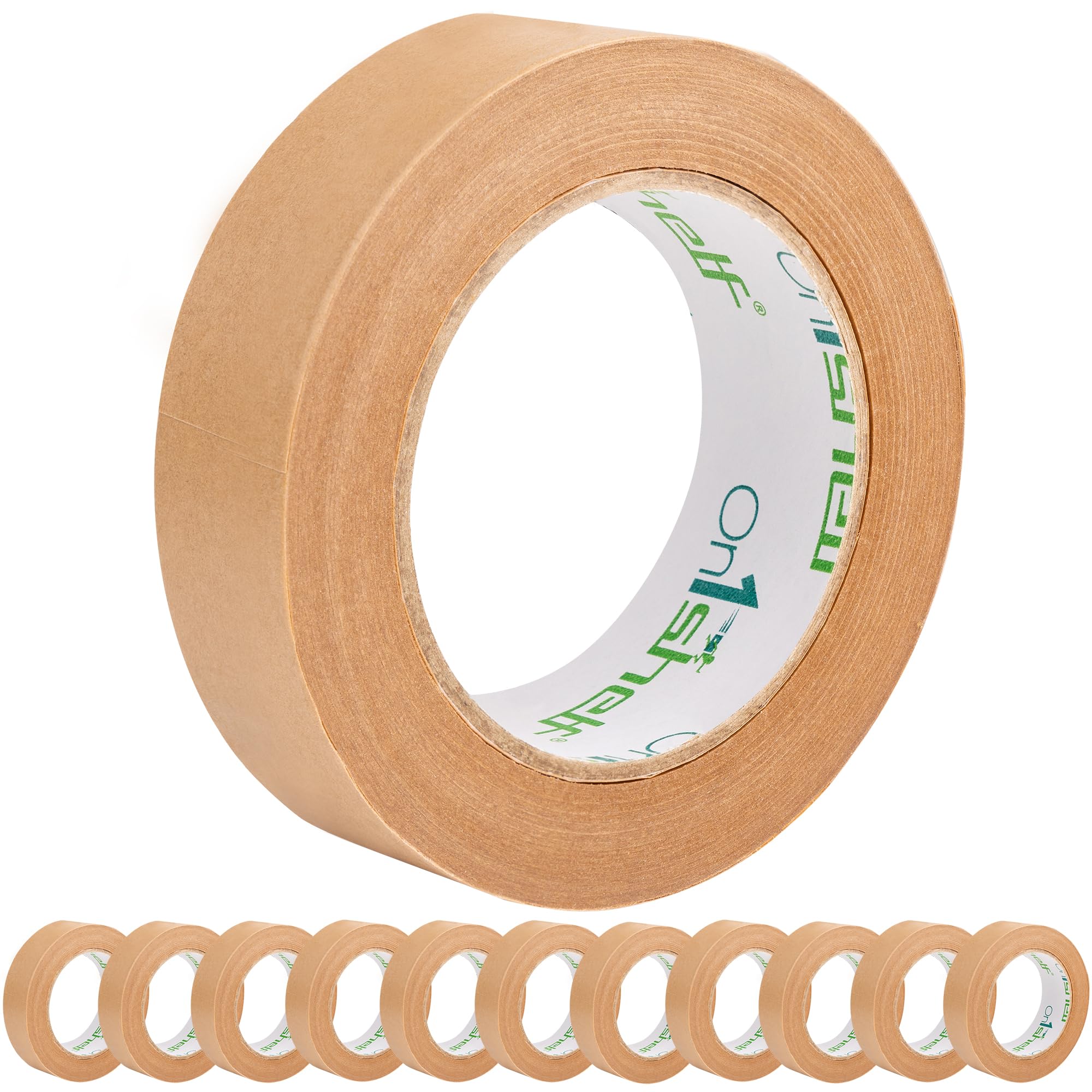 On1shelf® Eco-Friendly Biodegradable Kraft Carton Sealing Tape - 50m Long |100% Recyclable & Sustainable Packing Solution (12, 24mm)