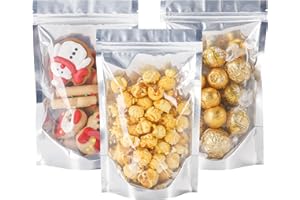 100 PACK Mylar Bags for Food Storage and Resealable Bags for Small Business Packaging Supplies Great for Party Favor Food Sto