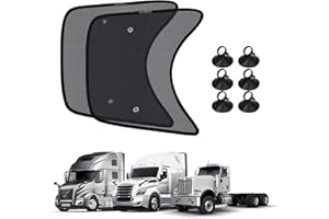 KUST 2PCS 23.6''*21.6'' Side Window Shade for Semi Truck, Peterbilt 389, Volvo VNL, Freightliner Cascadia, Freightliner Argosy - Mesh Sunshade with Suction Cup - Semi Truck Accessories for All Season