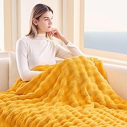 NEWCOSPLAY Throw Blanket for Couch Mustard Yellow