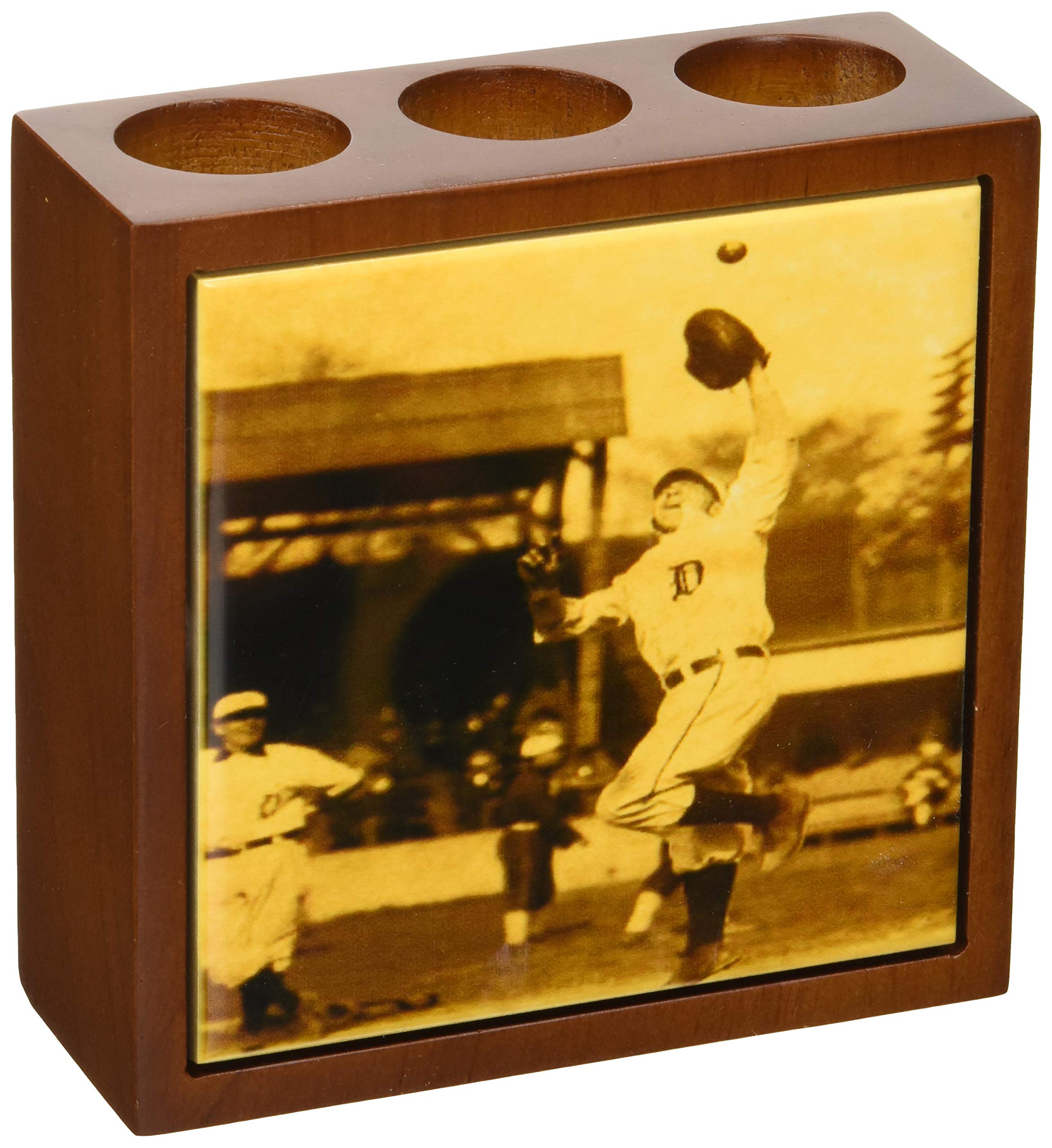 3dRose Vintage Detroit Tigers Making The Catch Black 1 - Tile Pen Holder, 5-Inch (Ph_16246_1)