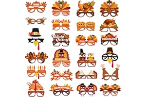 POPLAY 24PCS Turkey Paper Eyeglasses, Thanksgiving Party Glasses for Kids Adults Thanksgiving Dress Up Photo Props