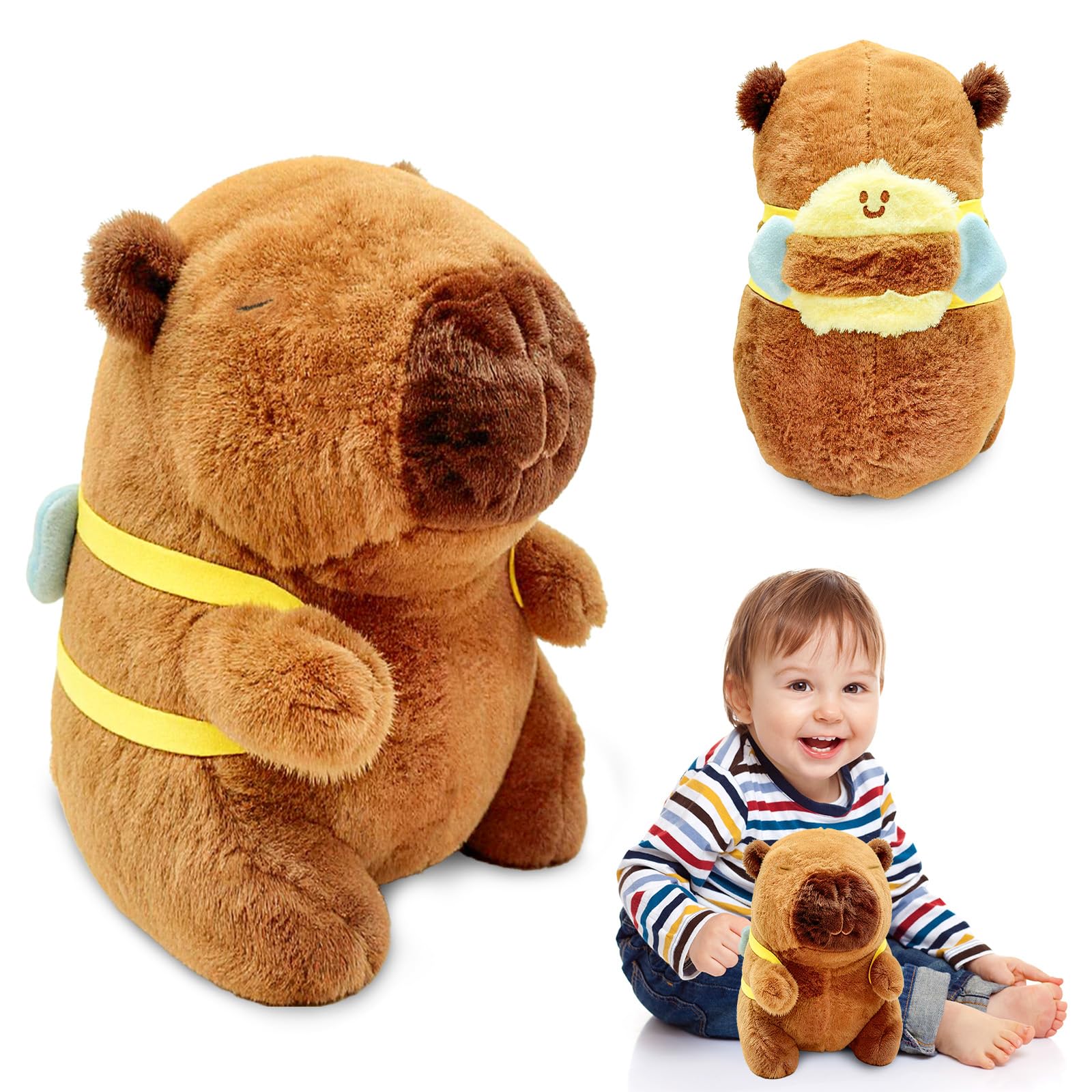 Amazluck Capybara Plush Toy, Capybara Teddy 23cm Cute Adorable Stuffed Animal Soft Toy Cartoon Kawaii Stuffed Doll Birthday Party Christmas Toys Gifts for Girls Kids All Ages