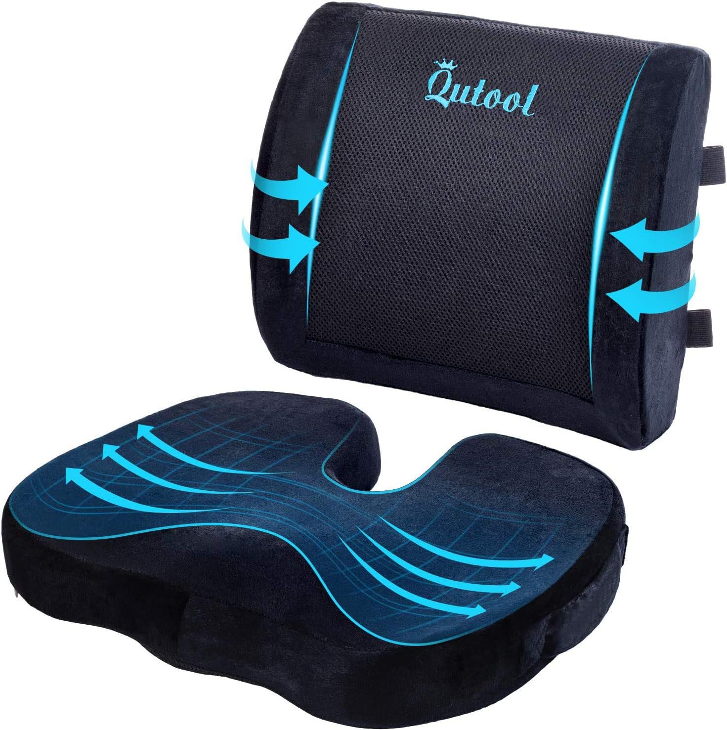 QUTOOL Office Chair Cushion and Lumbar Support Cushion