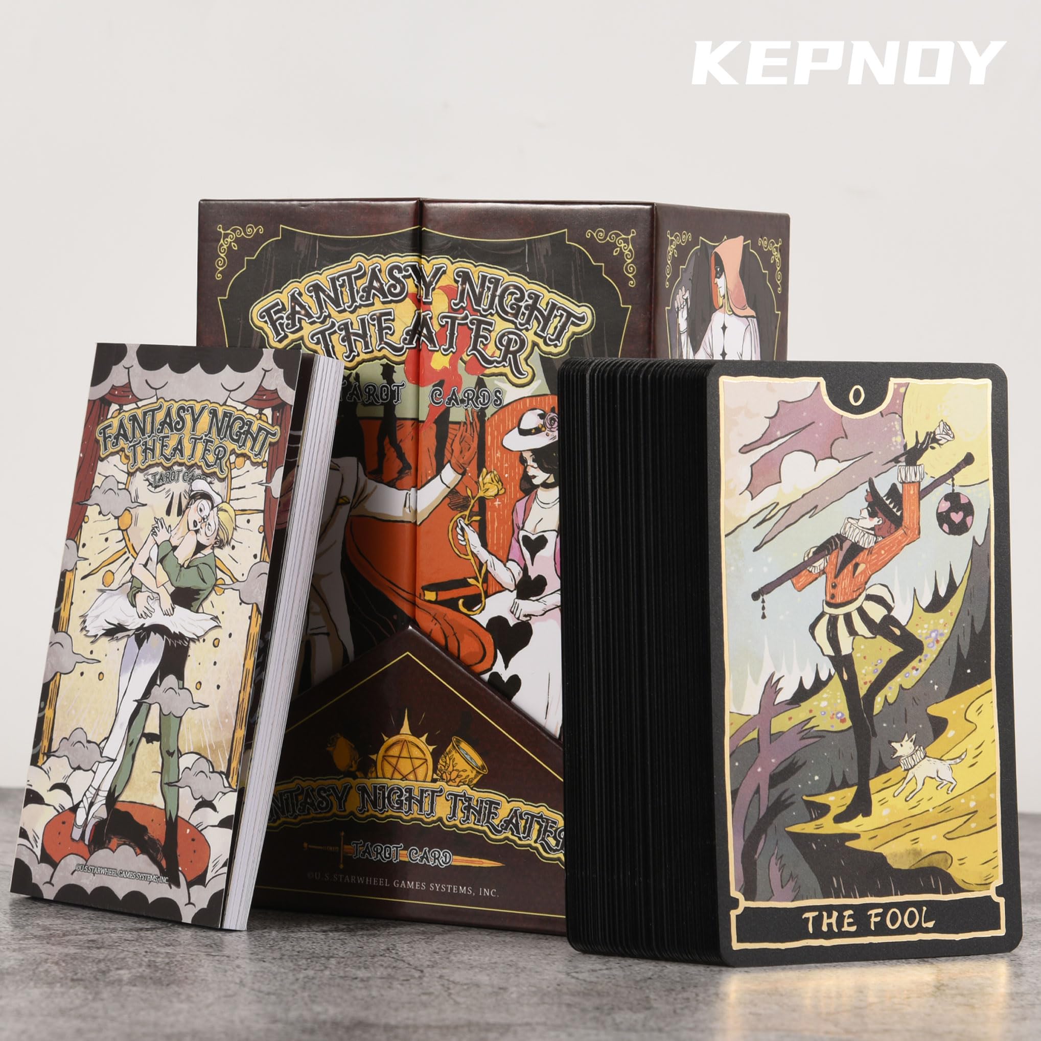 Fantasy Night Theatre Tarot Cards Mystical Deck with Guidebook, Ideal for Beginners & Pros Astrology Divination Fortune Telling Moon Magic Gothic Art Celestial Guidance（Collection Edition）