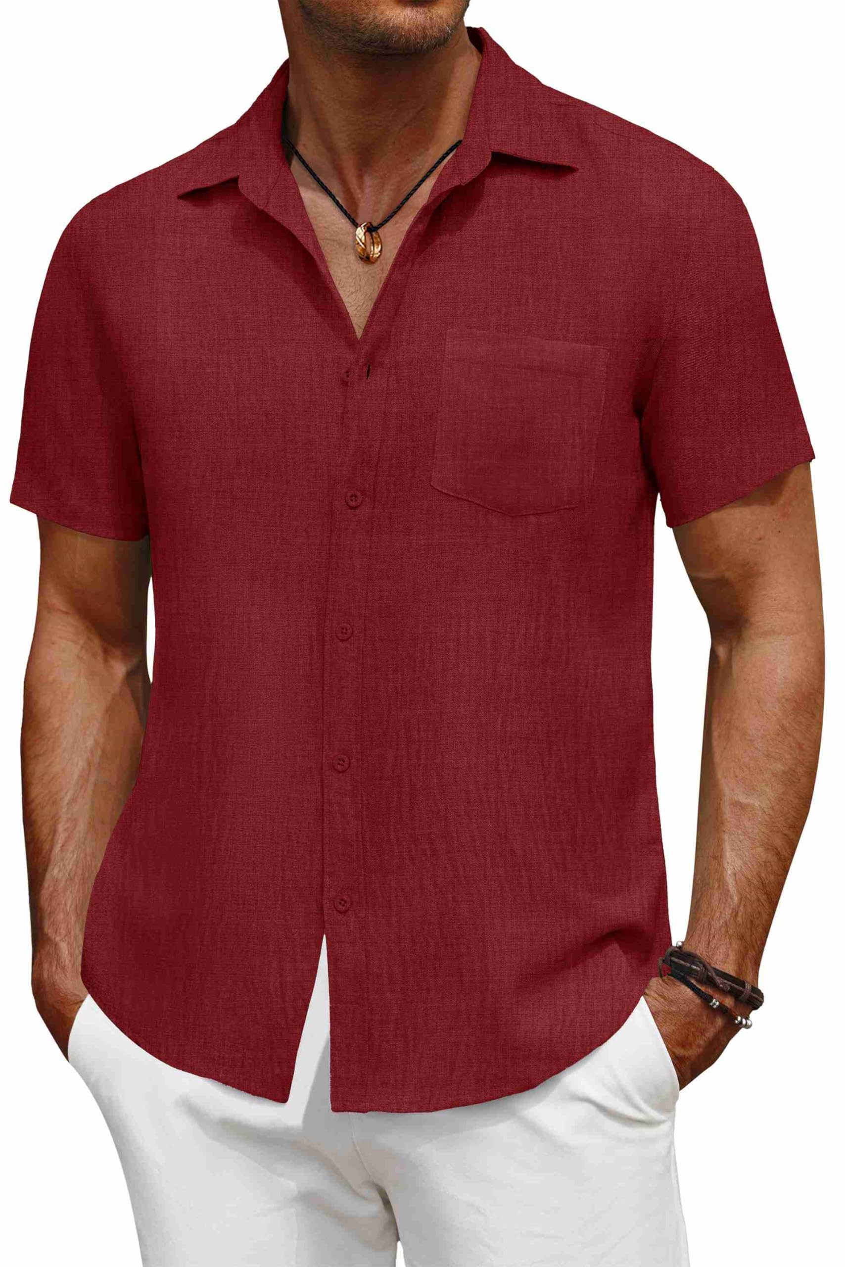 COOFANDY Men's Short Sleeve Button Up Casual Summer Beach Shirt ...