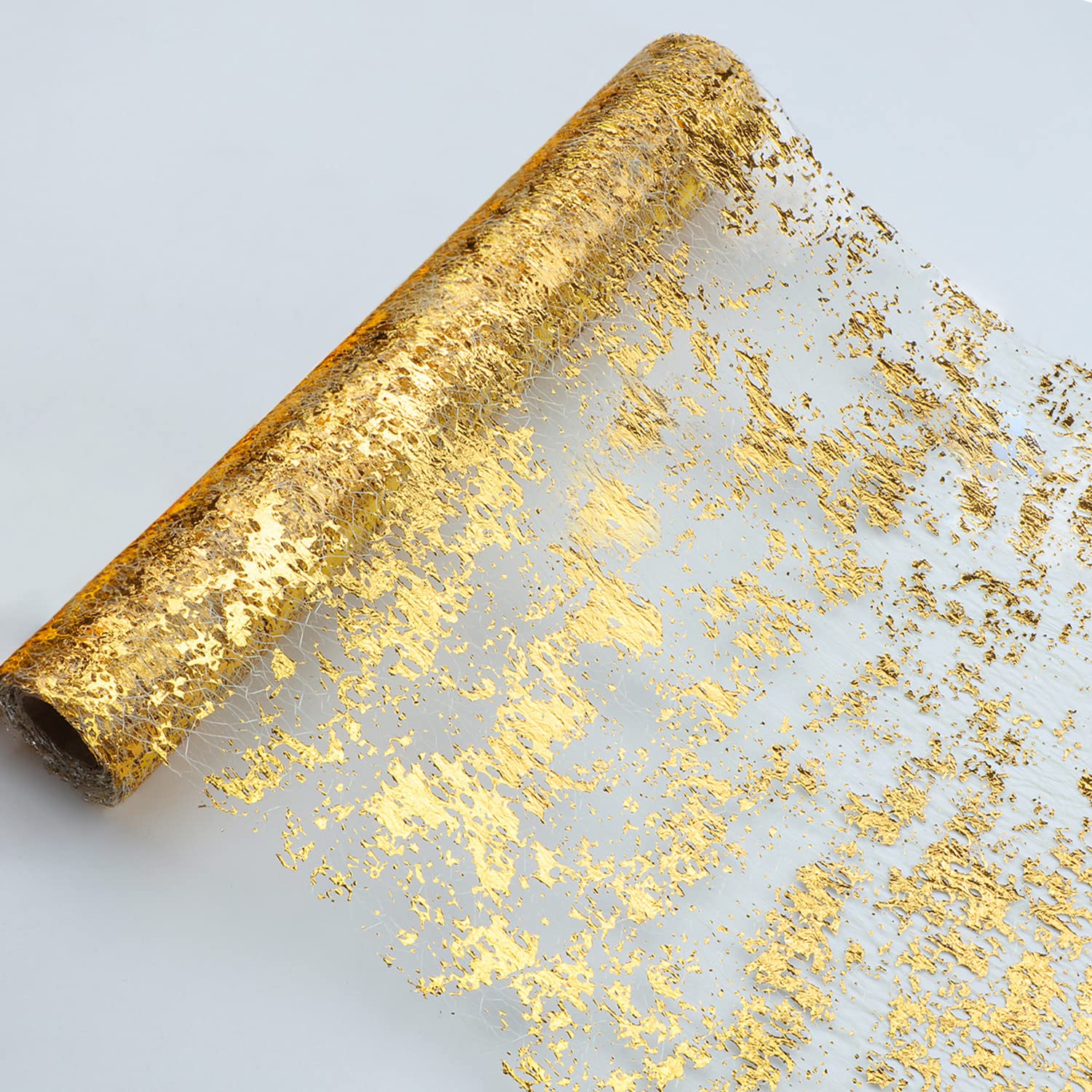 Photo 1 of Snowkingdom Glitter Metallic Gold Table Runner 11"x108" Thin Mesh Sparkle Runner Roll Table Decorations for Wedding Bridal Shower, Baby Shower, Christmas, Birthday Party ?1PC?