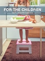 HOUSE DAY Folding Step Stool 9 Inch Pink Grey Non-Slip Safe Kid Stool view 6