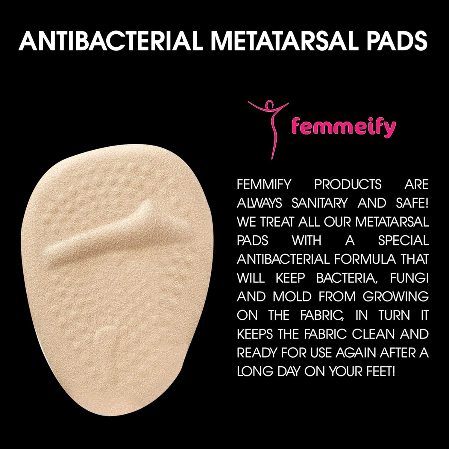 Femmeify Antibacterial Metatarsal Pads Heel Cushion for Women and Detox Foot Pads and Arch Support Shoe Insert - Pain Relief Heel Cup | Ball Foot Cushions | 2 Pairs (4pcs): Health & Personal Care