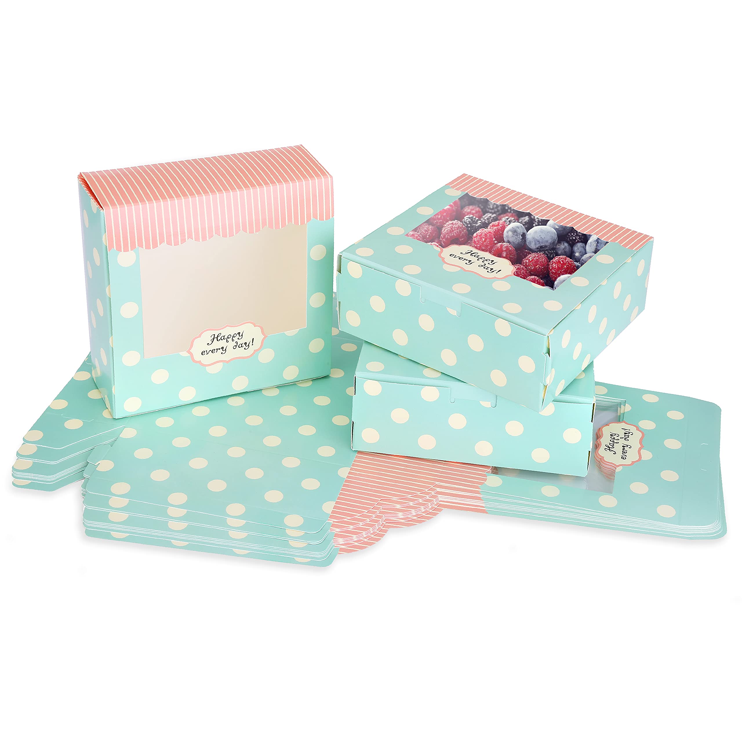 Zhi Jin 12Pcs Cavities Paper Cake Box Muffin Cupcake Pastry Packaging Gift Boxes Bakery Container Set 5inch