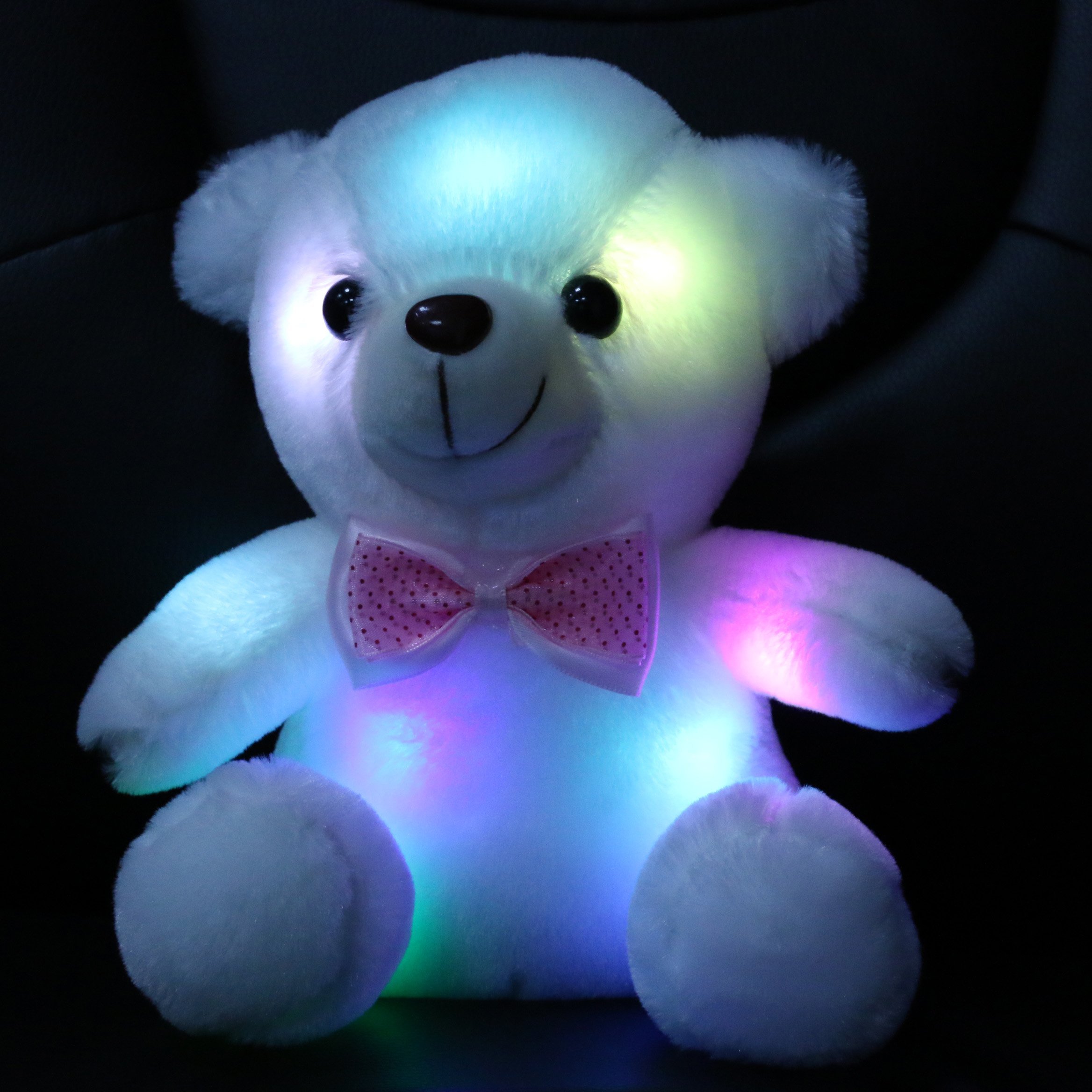 Wewill Stuffed Teddy Bear Toy with LED Night Light 8Inch White NEW
