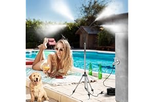 MRRCYUR Misters for Outside Patio with Adjustable Riser Tube 26.5FT Line Stand Misting Cooling System for Backyard Garden Pool Kids Water Playing