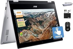 Acer Chromebook Spin 2024 Newest 2-in-1 Convertible Laptop, 8-Core MediaTek MT8183C Processor, 11.6" HD IPS Touchscreen, 4GB RAM, 192GB (64GB eMMC+128GB Card), Long Battery, Chrome OS+MarxsolAccessory