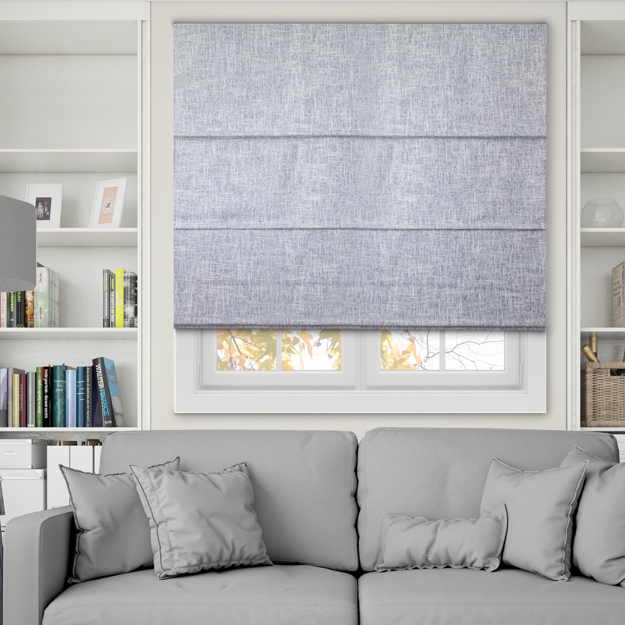 CHICOLOGY Roman Shades for Windows, Roman Window Shades, Roman Shades, Window Treatments, Window Shades for Home, Window Shade, Lexington Gainsboro (Blackout), 23" W X 72" H