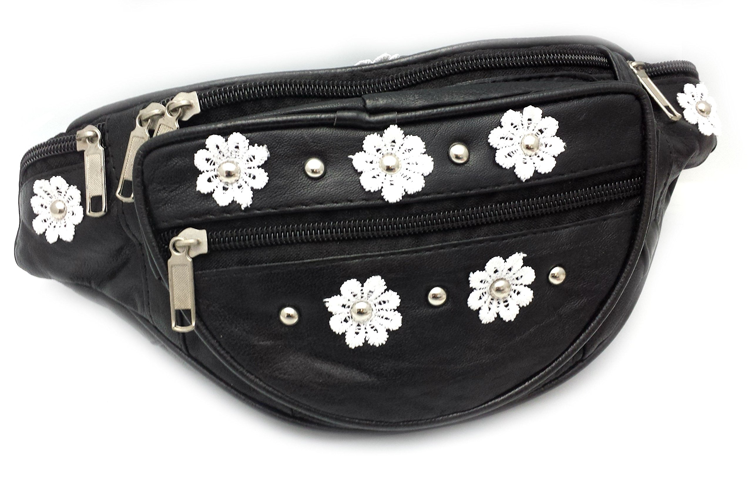 ODS:UK® Leather Festival Bum Bag Daisy Flower Studded Cross-Body Summer Urban Backpack
