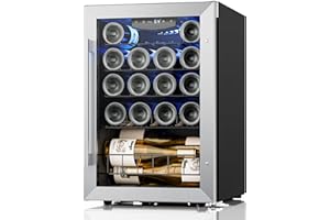Yeego Wine Fridge Cooler, 20 Bottle 38-65℉ Wine Refrigerator Glass Door, Freestanding Under Counter Shallow Depth Wine Cooler w/Single Temp for Wine Enthusiast, Bedroom, Home, Drom Storage, Black