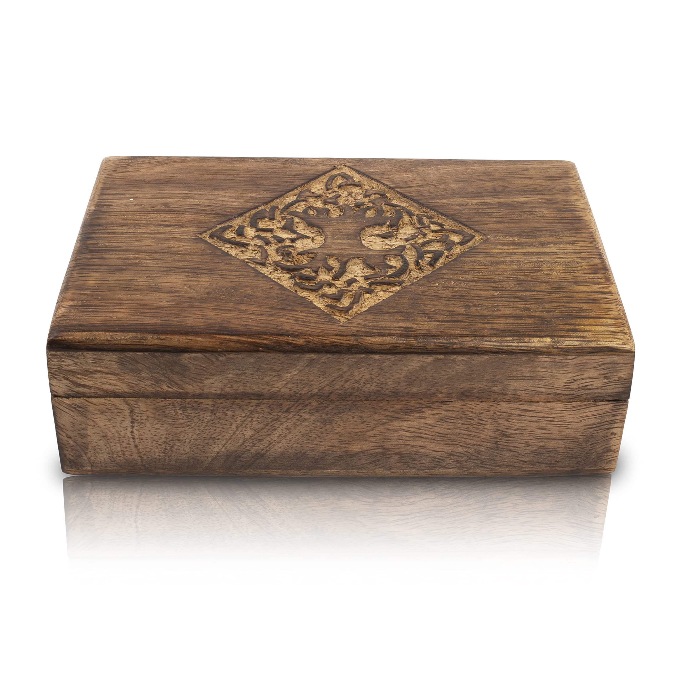 Great Birthday Gift Handmade Decorative Wooden Jewelry Keepsake Box Tree Of Life Carving Jewelry Organizer Treasure Chest Trinket Holder Watch Storage Lock Box 20 x 12 cms Housewarming Gift