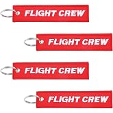 Mabor Flight Crew Keychain &ndash; Embroidered Airplane Luggage Tag &amp; Key Ring for Aviation Enthusiasts, Pilots, Cabin Crew (Red)