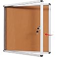 SWANCROWN Enclosed Cork Bulletin Boards Wall-Mounted Noticeboard Protective Display Case for Retail School Apartment 28x26 inch (6xA4)