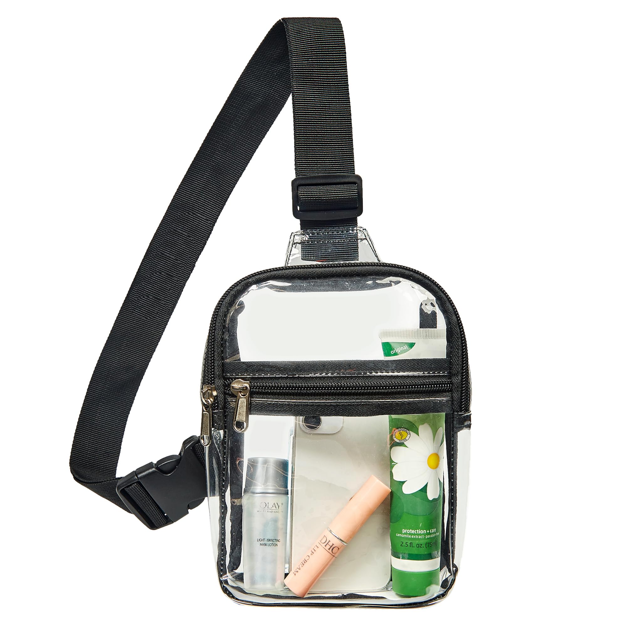 gdbis Clear Small Sling Bag, Heavy Duty Clear Purse Fanny Packs, Cute Chest Crossbody Backpack for Women