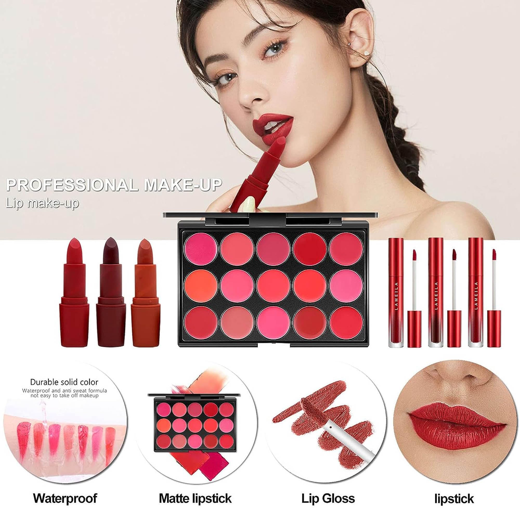 M All In One Full Makeup Kit for Women, Multipurpose Makeup Sets, Beginners and Professionals Alike, Easy to Carry(Pink)
