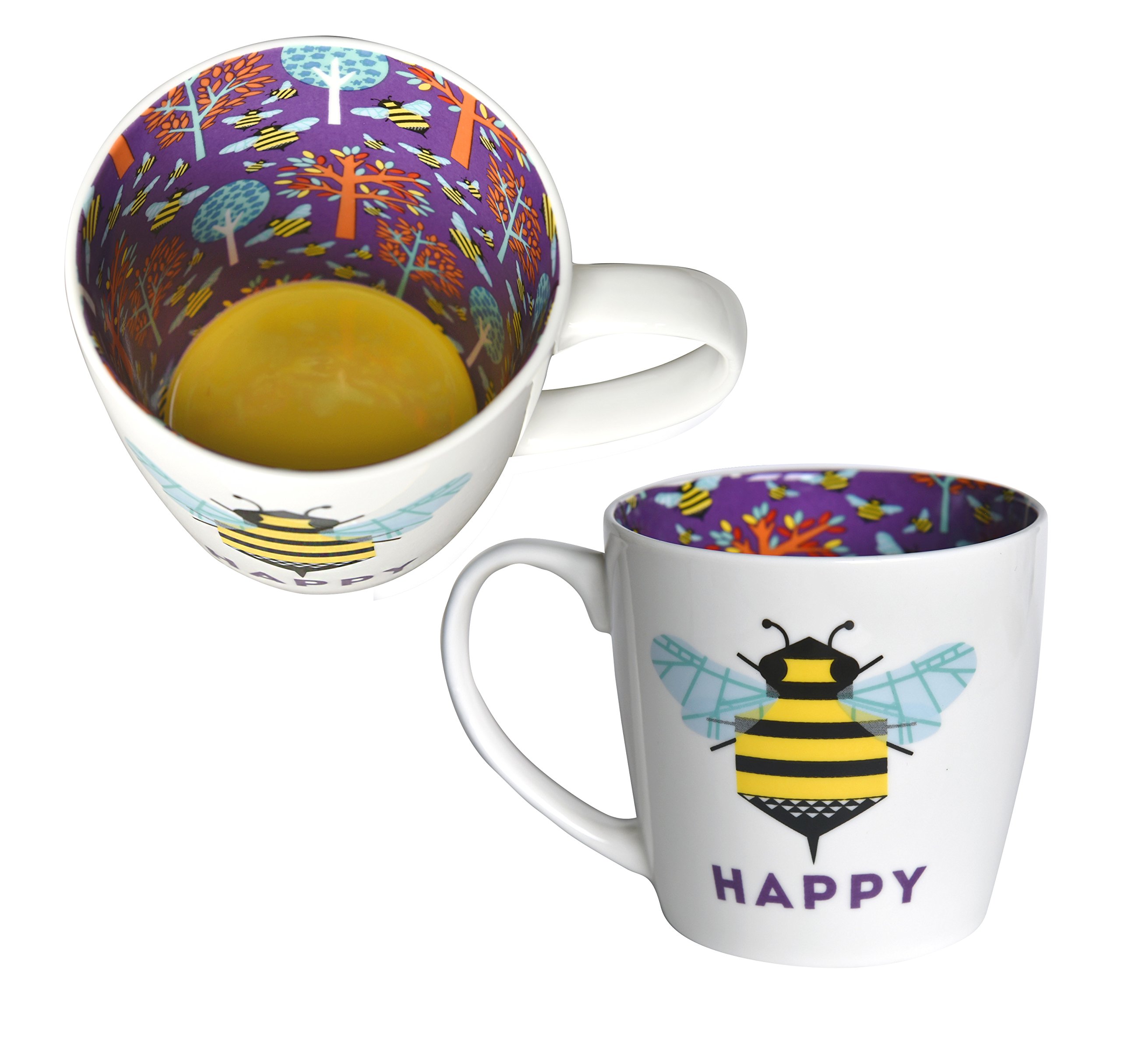 Mug ~ Ceramic Tea/Coffee ~ Inside Out Mug ~ (Bee) HAPPY