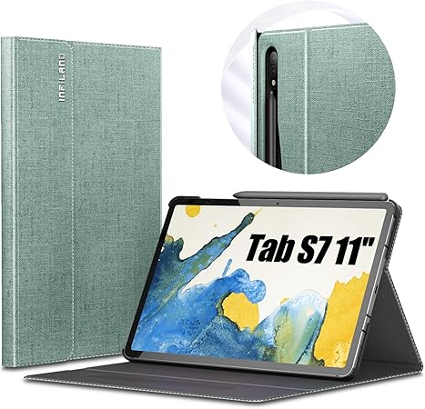 Amazon Com Infiland Galaxy Tab S7 Case Multiple Angle Stand Cover Compatible With Samsung Galaxy Tab S7 11 Inch Sm T870 T875 T876 Release Tablet Auto Wake Sleep Mint Green Computers Accessories
