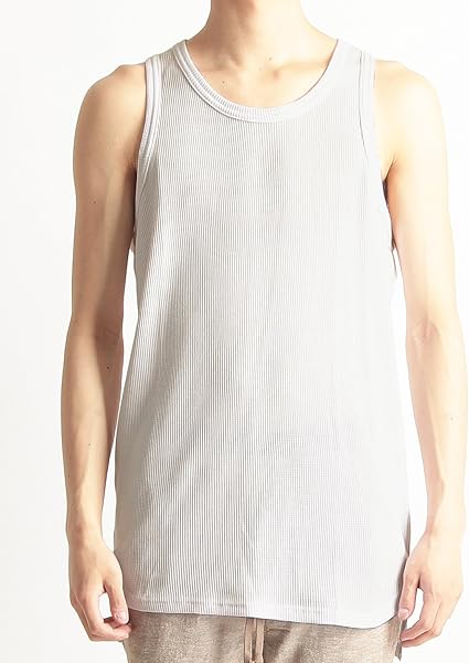 Amazon ロング丈 ワッフル タンクトップ サーマル ワイド 丈長 インナー メンズ ストリートモード 夏 Mens ホワイト Lサイズ タンクトップ 通販