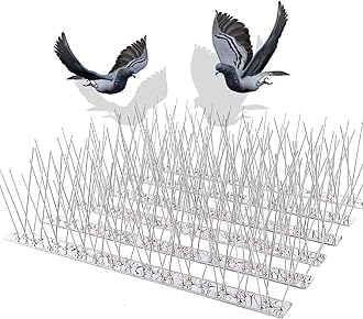 Bird Spikes for Pigeons Small Birds Cat, 30Feet Bird Spikes Stainless Steel Bird Deterrent Spikes 28 Strips