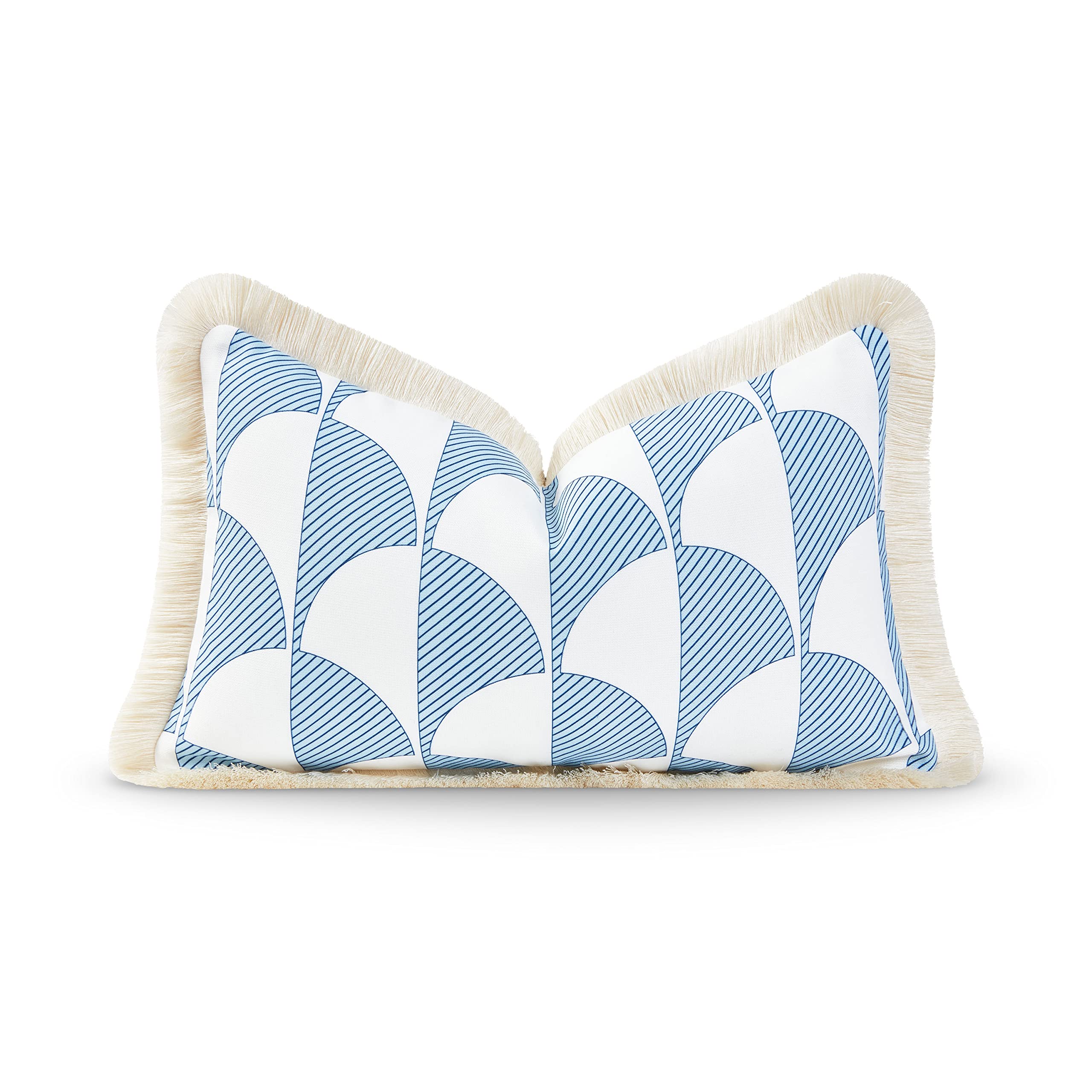 Hofdeco Lendenkissenbezug 30x50 Cm – Hampton Style, Wasserabweisend, Marine/weiß, Für Innen & Außen