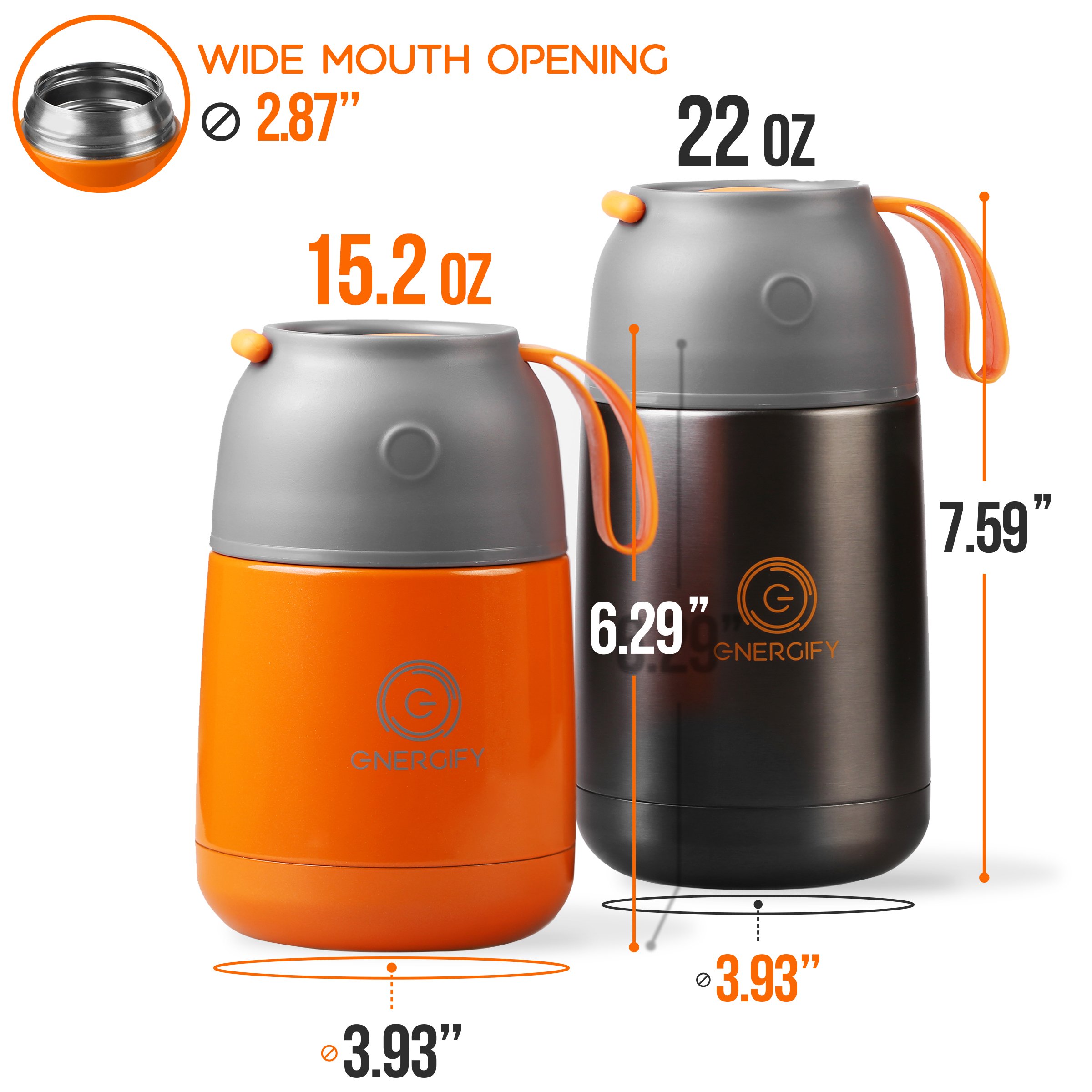 Energify Vacuum Insulated Stainless Steel Thermos Food Jar 15.2 oz