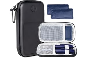 SMYV Insulin Cooler Travel Case with 2 TSA Approved Ice Packs, Medication Cooler for Diabetic Supplies, Compact for Daily Life and Trip (Black)