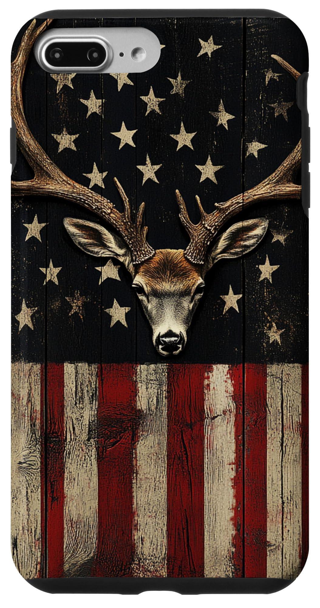 iPhone 7 Plus/8 Plus Deer Hunting American Flag With Deer Antlers Case — image 1