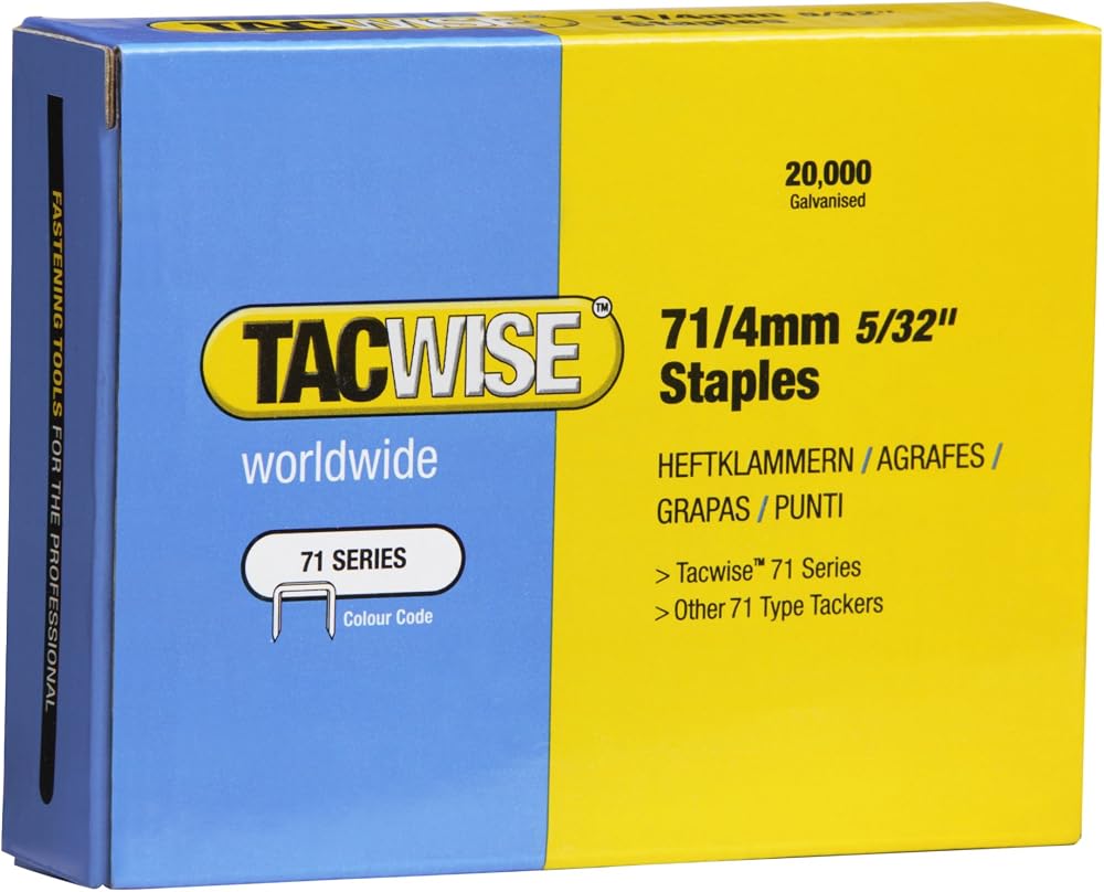 Tacwise 0365 Type 71 4 mm Galvanised Upholstery Staples Pack 20,000