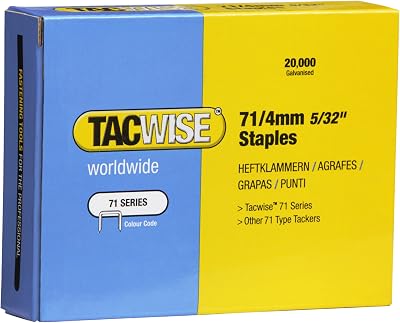 Tacwise 0365 Type 71 4 mm Galvanised Upholstery Staples Pack 20,000