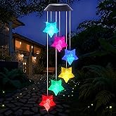 LOMOHOO Solar Star Wind Chimes Outdoor Color Changing Lights, Gift for Women Mom Grandma, Waterproof Solar Wind Chime for Outside, Decorative Mobile LED Lights for Garden Patio Yard Porch Decor