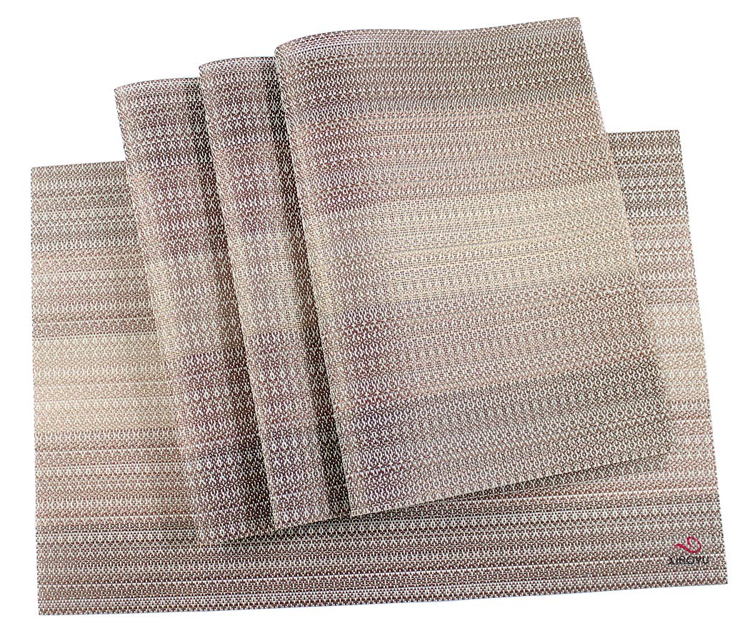XIAOYU Placemats for Kitchen Table Plastic Heat-resistant Dining Table Placemats, Set of 4, Coffee