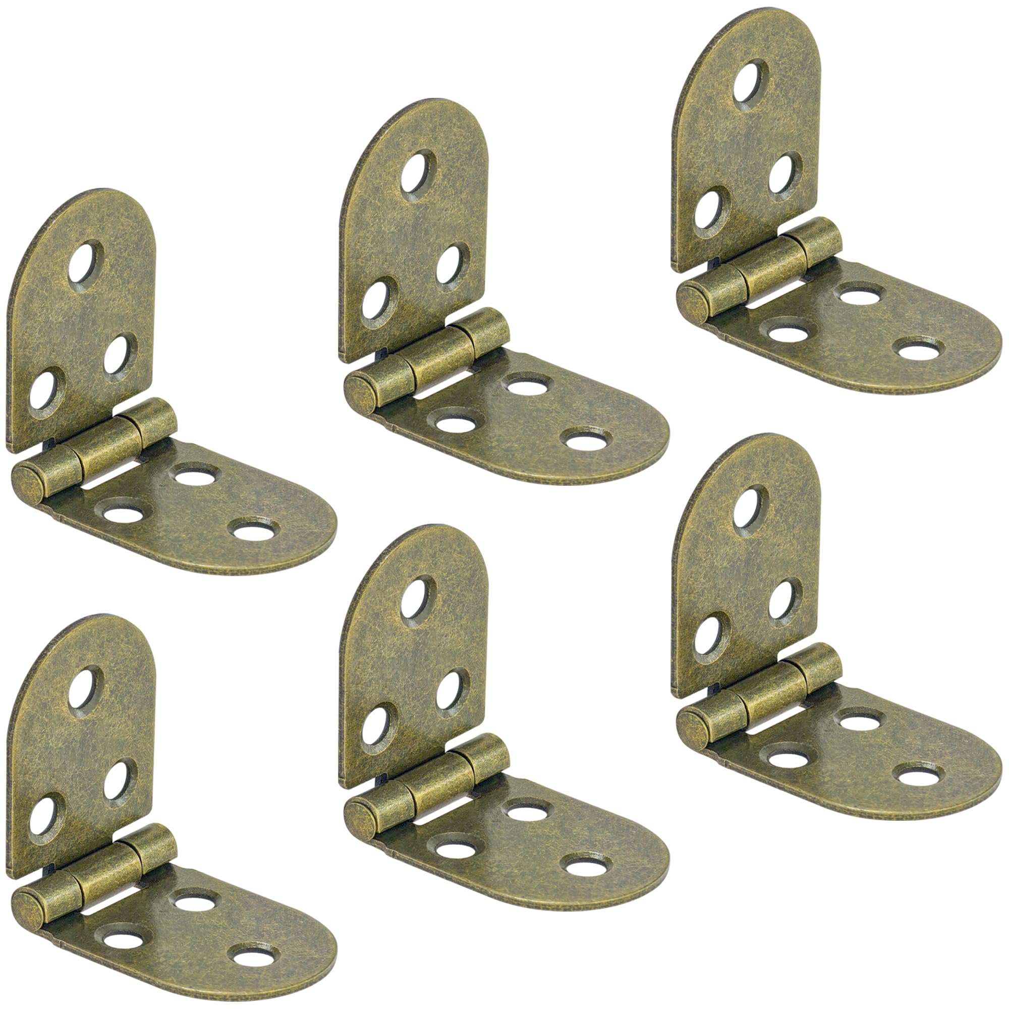 6 PCS Small Door Hinges with Rounded Edges, Ideal for Folding Tables, Cabinet Doors, and Bedside Cabinets (Bronze)