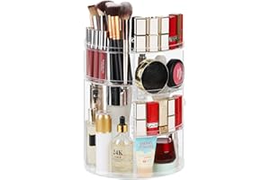 Syntus 360 Rotating Makeup Organizer, Adjustable Bathroom Makeup Spinning Storage Holder, Large Capacity Carousel Cosmetics Display Cases for Vanity, Skincare, Countertop Organization, Clear