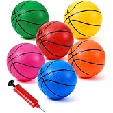 LAO XUE 6 Pack Mini Basketball Set with Pump,6 Inch Inflatable Balls | Small Balls Replacement for Indoor &amp; Outdoor Mini Hoop,Multicolor Basketball for Kids,Toddlers