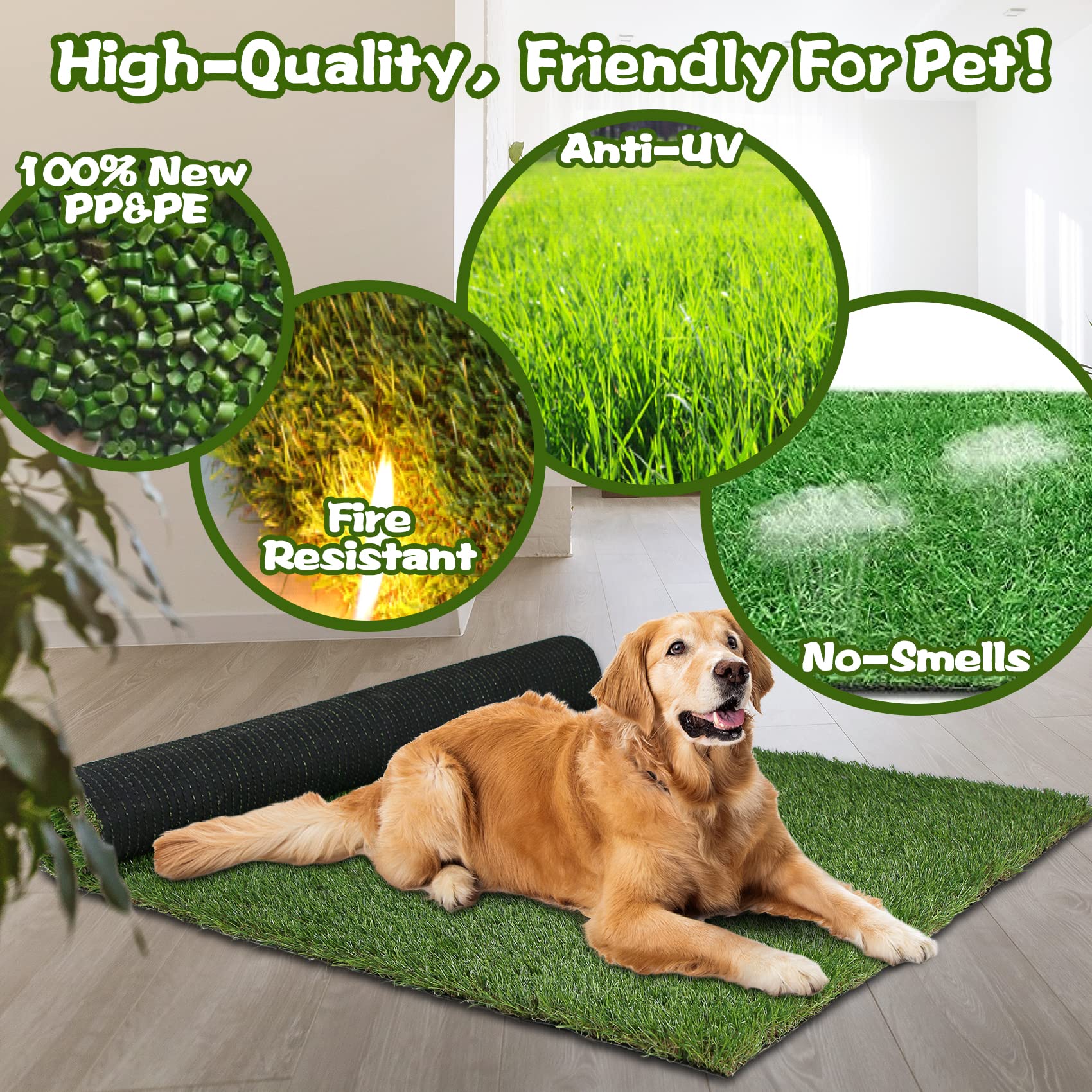 XLX TURF Fake Grass Pee Pad For Dogs, 36" X 23" Pets Artificial Grass